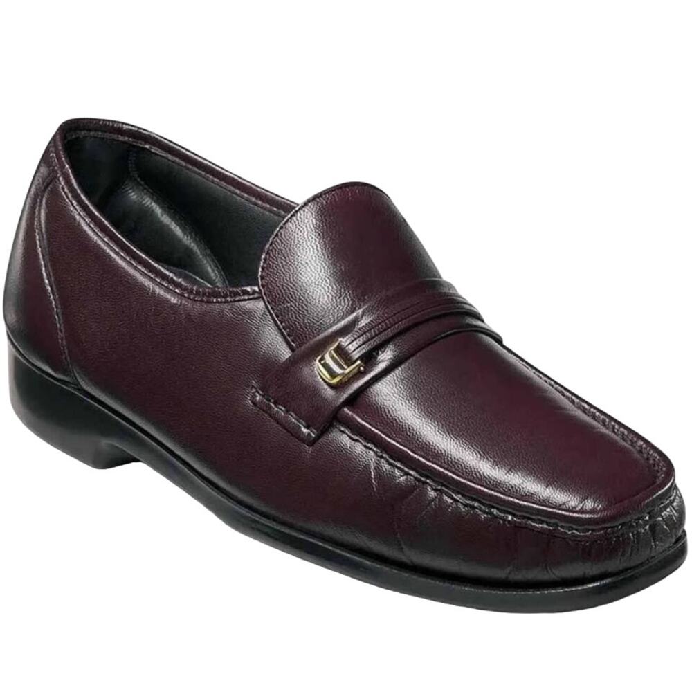 Florsheim Riva Loafers Moc Toe Bit Kidskin Nubuck Leather Burgundy 9